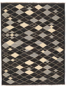 Kilim Modern Rug 154X198 Black/Beige Wool, Afghanistan Carpetvista