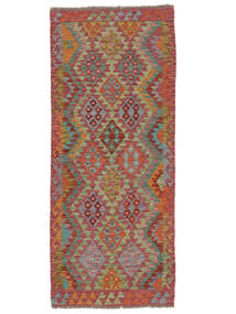  Kelim Afghan Old Style Matot 82X197 Villamatto Tummanpunainen/Ruskea Pieni Matto Carpetvista
