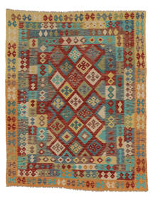  Kelim Afghan Old Style Matot 198X251 Villamatto Ruskea/Tummanpunainen Matto Carpetvista