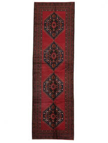 Tapete Balúchi 135X435 Passadeira Preto/Vermelho Escuro (Lã, Afeganistão)