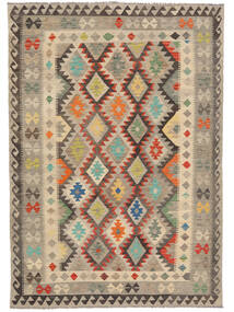  204X288 Kelim Afghan Old Style Matot Matto Ruskea/Oranssi Afganistan Carpetvista