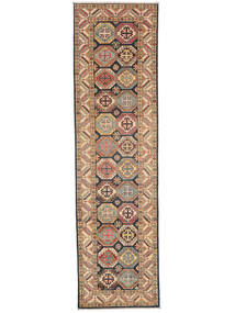 Kazak Fine Teppich 80X294 Läufer Braun/Orange Wolle, Afghanistan Carpetvista