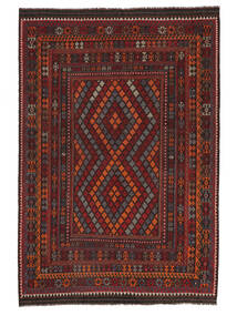 207X305 Kelim Maimane Teppich Orientalischer Schwarz/Dunkelrot (Wolle, Afghanistan) Carpetvista