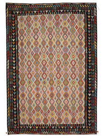 405X570 Kelim Afghan Old Style Teppe Orientalsk Brun/Svart Stort (Ull, Afghanistan) Carpetvista