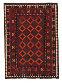 210X293 Kelim Maimane Vloerkleed Oosters Zwart/Donkerrood (Wol, Afghanistan) Carpetvista