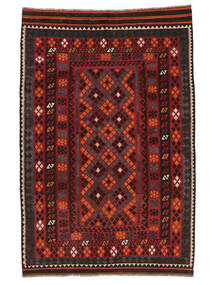Kelim Maimane Teppich 205X303 Schwarz/Dunkelrot Wolle, Afghanistan Carpetvista