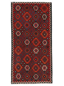 Koberec Kelim Maimane 100X203 Černá/Tmavě Červená (Vlna, Afghánistán)