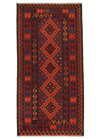 Kelim Maimane Matot Matto 107X218 Tummanpunainen/Musta Villa, Afganistan Carpetvista