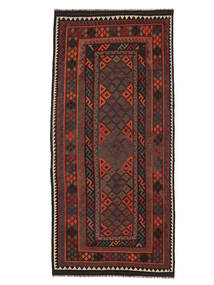 絨毯 キリム マイマネ 112X240 ブラック/ダークレッド (ウール, アフガニスタン)