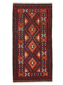 Kilim Maimane Rug 78X152 Black/Dark Red Wool, Afghanistan Carpetvista