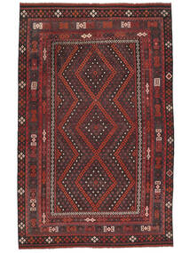 263X412 Tapete Kilim Maimane Oriental Preto/Vermelho Escuro Grande (Lã, Afeganistão) Carpetvista