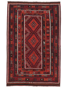 絨毯 キリム マイマネ 248X388 ブラック/ダークレッド (ウール, アフガニスタン)