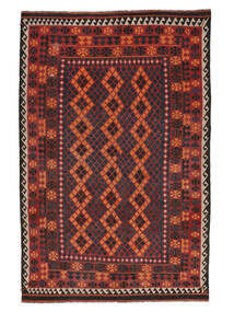 Tapete Kilim Maimane 200X307 Preto/Vermelho Escuro (Lã, Afeganistão)