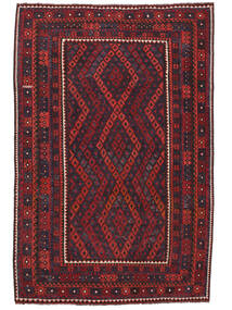  252X380 Kelim Maimane Matot Matto Musta/Tummanpunainen Afganistan Carpetvista