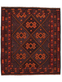 237X266 Kelim Maimane Teppich Orientalischer Schwarz/Dunkelrot (Wolle, Afghanistan) Carpetvista