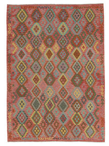 256X359 Kilim Afghan Old Style Rug Oriental Dark Red/Brown Large (Wool, Afghanistan) Carpetvista