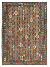  Kilim Afghan Old Style Rug 253X346 Brown/Black Carpetvista