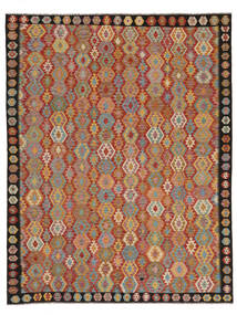  Kilim Afghan Old Style Rug 303X394 Brown/Dark Red Carpetvista