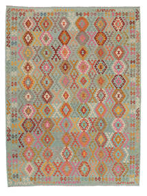 258X343 絨毯 キリム アフガン オールド スタイル オリエンタル グリーン/茶色 大きな (ウール, アフガニスタン) Carpetvista