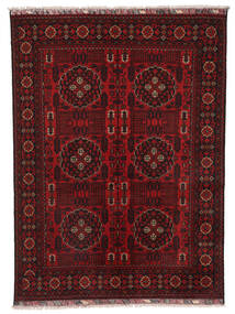 絨毯 Kunduz 151X193 ブラック/ダークレッド (ウール, アフガニスタン)