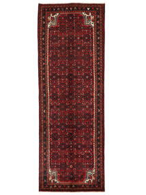  Persischer Hosseinabad Teppich 104X297 Läufer Schwarz/Dunkelrot (Wolle, Persien/Iran)