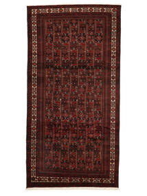 150X300 Belutsch Teppich Orientalischer Läufer Schwarz/Dunkelrot (Wolle, Persien/Iran) Carpetvista