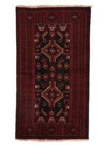  Persischer Belutsch Teppich 110X200 Schwarz/Dunkelrot (Wolle, Persien/Iran)