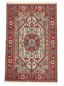 Qum Kork/Silk Rug 130X198 Dark Red/Beige Wool, Persia/Iran Carpetvista