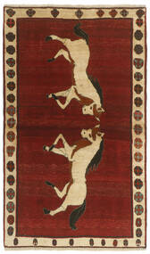 112X194 Alfombra Gashgai Old Figurativa/Gráfica Oriental Rojo Oscuro/Negro (Lana, Persia/Irán)