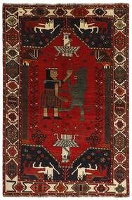 Alfombra Oriental Gashgai Old Figurativa/Gráfica 153X240 Negro/Rojo Oscuro (Lana, Persia/Irán)