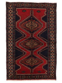 121X188 Χαλι Hamadan Ανατολής Μαύρα/Σκούρο Κόκκινο (Μαλλί, Περσικά/Ιρανικά) Carpetvista
