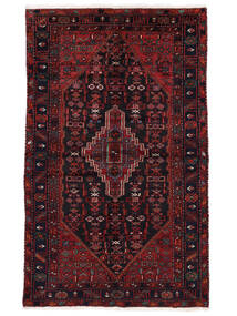  Oriental Hamadan Rug 145X233 Black/Dark Red Wool, Persia/Iran Carpetvista
