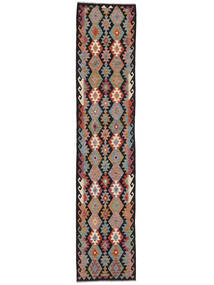 Tapis D'orient Kilim Afghan Old Style 83X394 De Couloir Noir/Marron (Laine, Afghanistan)