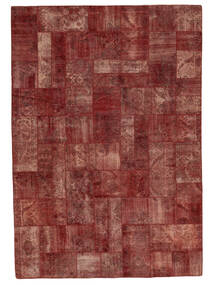239X343 Tapete Patchwork Moderno Vermelho Escuro/Preto (Lã, Turquia) Carpetvista