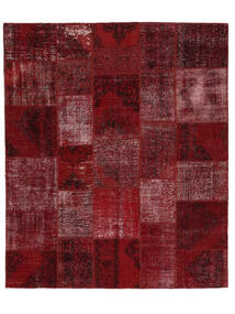  Patchwork Tapete 252X305 Vintage Lã Vermelho Escuro/Preto Grande Carpetvista