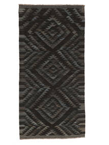 92X190 Tapis D'orient Kilim Afghan Old Style De Couloir Noir (Laine, Afghanistan)
