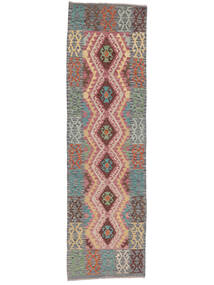  Orientalsk Kelim Afghan Old Style Teppe 87X302Løpere Brun/Mørk Grå Ull, Afghanistan Carpetvista