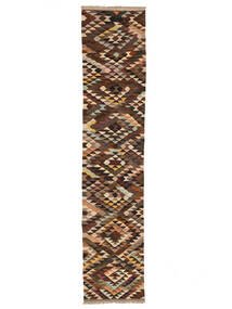 絨毯 キリム Ariana Trend 82X393 廊下 カーペット 茶色/ブラック (ウール, アフガニスタン)
