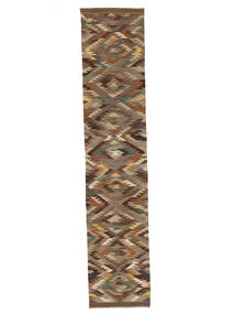 絨毯 キリム Ariana Trend 80X390 廊下 カーペット 茶色/ブラック (ウール, アフガニスタン)
