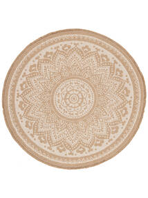 Minelli Fringes Indoor/Outdoor Rug Washable Ø 240 Large White/Beige Medallion Round