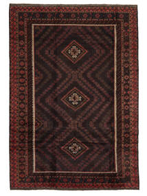 185X265 Belutsch Teppich Orientalischer Schwarz/Dunkelrot (Wolle, Afghanistan) Carpetvista