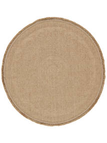  Washable Indoor/Outdoor Rug Ø 240 Minelli Fringes Beige Round Large