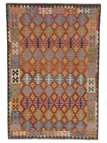  201X292 Kelim Afghan Old Style Matot Matto Ruskea/Tummanpunainen Afganistan Carpetvista