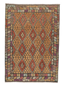 Kelim Afghan Old Style Tæppe 208X297 Brun/Sort Uld, Afghanistan Carpetvista
