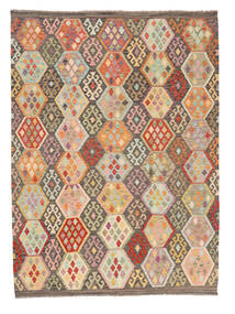  Kilim Afghan Old Style Rug 216X289 Wool Brown/Yellow 