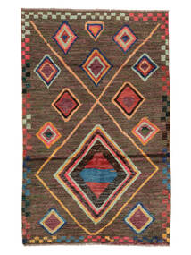 112X180 Moroccan Berber - Afghanistan Teppe Moderne Svart/Brun (Ull, Afghanistan)