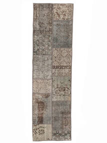60X200 絨毯 パッチワーク モダン 廊下 カーペット 茶色/ダークグレー (ウール, トルコ) Carpetvista