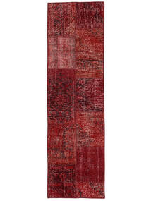 60X200 絨毯 パッチワーク モダン 廊下 カーペット ダークレッド/ブラック (ウール, トルコ) Carpetvista