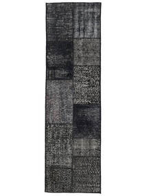 60X200 Tapis Patchwork - Turkiet Moderne De Couloir Noir/Gris Foncé (Laine, Turquie) Carpetvista