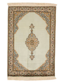 62X90 絨毯 オリエンタル カシミール ピュア シルク 24/24 Quality 茶色/イエロー (絹, インド) Carpetvista